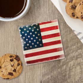"Vintage American Flag" Square House Coaster - Bulk