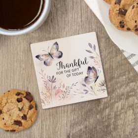 "Thankful Butterfly" Square House Coaster – Bulk