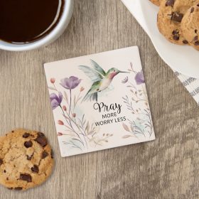 "Pray Hummingbird" Square House Coaster – Bulk