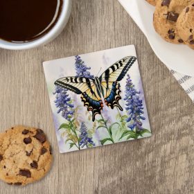 "Swallowtail Purple" Square House Coaster – Bulk