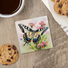 "Swallowtail Pink" Square House Coaster – Bulk
