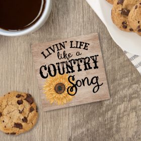 "Country Song" Square House Coaster – Bulk
