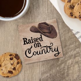 "Raised On Country" Square House Coaster – Bulk