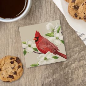 "Cardinal & Dogwood" Square House Coaster - Bulk