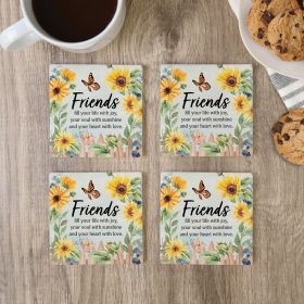 "Friends Fill" Square House Coaster Set
