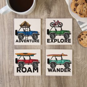 Jeep Explore Square House Coaster - Set