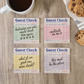 Guest Check Square House Coaster - Set