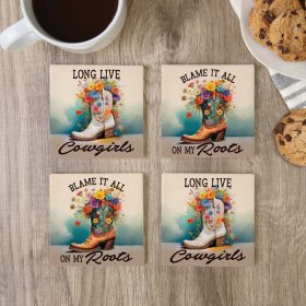 Boot/Flower Square House Coaster - Set