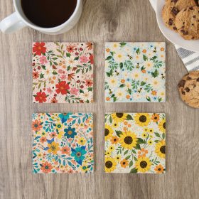 Flower Square House Coaster - Set