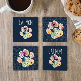 Cat Mom Square House Coaster - Set