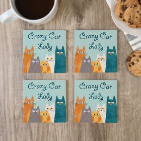 Cat Lady Square House Coaster - Set