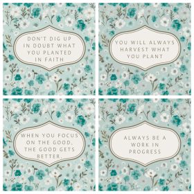 "Inspirational Teal" Square House Coaster - Set