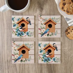 "Birdhouse" Square House Coaster - Set