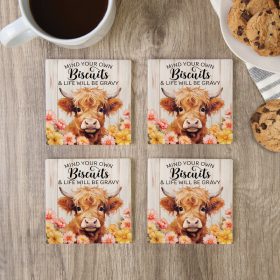 "Mind Your Biscuits" Square House Coaster Set