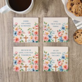 "Religious Cross" Square House Coaster Set