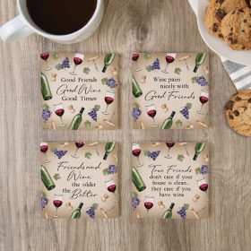 "Wine Friend" Square House Coaster Set