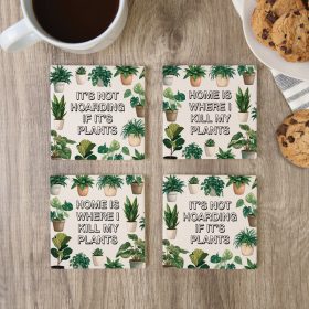 "Plant Lover" Square House Coaster Set