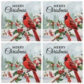 "Christmas Cardinal" Square House Coaster Set