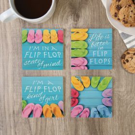 "Flip Flop" Square House Coaster Set