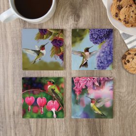 "Hummingbird" Square House Coaster Set