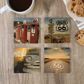 "Route 66 Photos" Square House Coaster Set