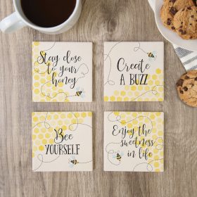 "Trendy Bee" Square House Coaster Set