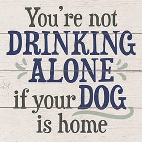 "Drinking Dog" Square House Coaster Set