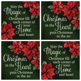 "Poinsettia" Square House Coaster Set