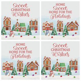 "Gingerbread" Square House Coaster Set