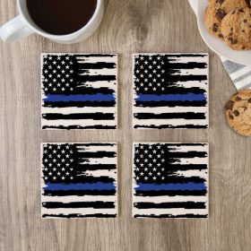 "Thin Blue Line" Square House Coaster Set