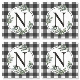 "N" Square House Coaster Set