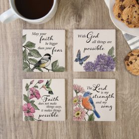 "Bird Faith" Square House Coaster Set