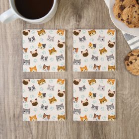"Cat Pattern" Square House Coaster Set