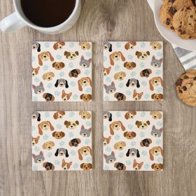 "Dog Pattern" Square House Coaster Set