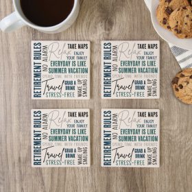 "Retirement Rules" Square House Coaster Set