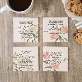 "Religious Lilies" Square House Coaster Set