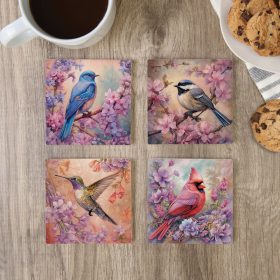 "Vintage Birds" Square House Coaster Set