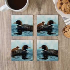 "Loons" Square House Coaster Set