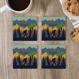 "Bigfoot Mountains" Square House Coaster Set