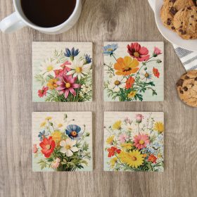 "Vintage Bouquet" Square House Coaster Set