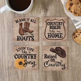 "Country Music" Square House Coaster Set