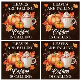 "Coffee Calling" Square House Coaster Set